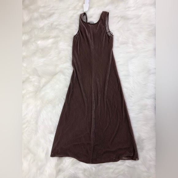NWT $395 Vince Velvet Tank Midi Dress In Cocoa Bean - Picture 6 of 6